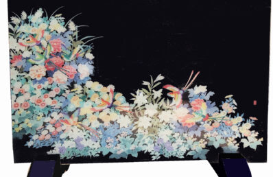 箪笥の加賀友禅留袖を「合わせガラス衝立」にリメイク